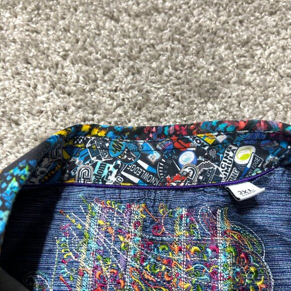 Robert Graham Men's Sz 2XL Multicolor Paisley Short Sleeve Button-Up Shirt - Picture 4 of 10